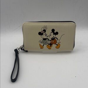 Disney Beige Wallet with Mickey and Minnie Design